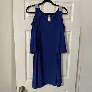 Royal blue dress with rhinestones on shoulder. 12